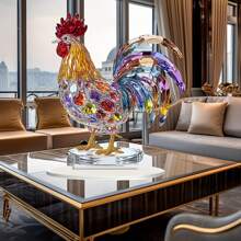 2D Plane Acrylic Colorful Rooster Statue Multi-Functional Desktop Decoration, Suitable For Christmas Halloween, Valentine's Day Birthday Gift, Ideal Gift For All Festivals
