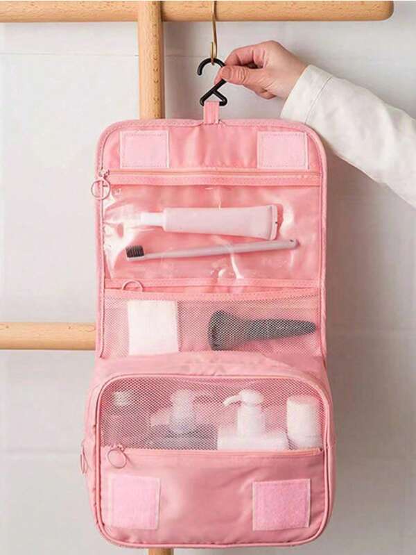 Portable Hanging Makeup Bag, Cosmetic Storage Organizer, Beauty Tools Holder, Lightweight Toiletry Bag, Large Capacity Travel Toiletry Organizer, Fluffy Hanging Toiletry Bag, Compact Makeup Organizer