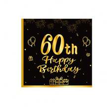 10pcs/20pcs/40pcs/60pcs/Set, 60th Birthday Party Decorations 60th Themed Birthday Party Tableware Vintage 1965 Party Supplies 60th Birthday Party Decorations Plates Napkins Black And Gold Tableware Men Women Gifts Table Decorations Halloween Table Decorations - Black 60 - View 9