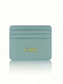 1pc Customized Unisex Casual PU Leather Name Initials Or Icon Mini Wallet, Open Style ID Card Holder For Men/Women - Gift Idea