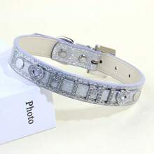 1pc Customizable Letter PU Base Collar With Various Rhinestone Letter Sequin Styles, Women Choker Collar