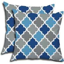 2件100%涤纶纤维枕套，抽象简约几何图案，波西米亚风格，适合装饰沙发、客厅、房间、户外露台和庭院。单面印花，不含枕芯（16英寸*16英寸、18英寸*18英寸、20英寸*20英寸）