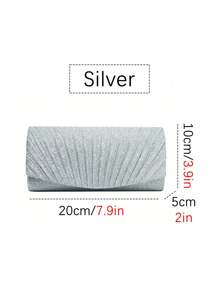 1pc Horizontal Square Hard Material Stylish Evening Bag With Crinkled Trim Open Pocket Evening Bag Everyday Wear Women's Bag Chain Shoulder Bag Clutch Bag Suitable For Going Out For Party And Commuting