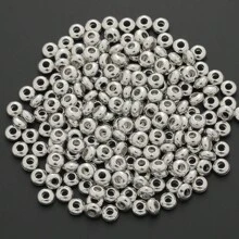 3mm/4mm/5mm Mixed Color Round Spacer Beads (Gold, Silver, KC Gold, White K), Smooth Alloy Spacer Beads For DIY Jewelry Making, Necklace Bracelet Earrings Pendant Charms