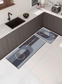 1 pezzo Tappeto da pavimento per cucina di alta qualità in composito di diatomite grigio con strisce dorate, ammortizzante anti-affaticamento, assorbente, in gomma siliconica leggera, spessore 3 mm, adatto per cucina, bagno, ingresso, lavanderia