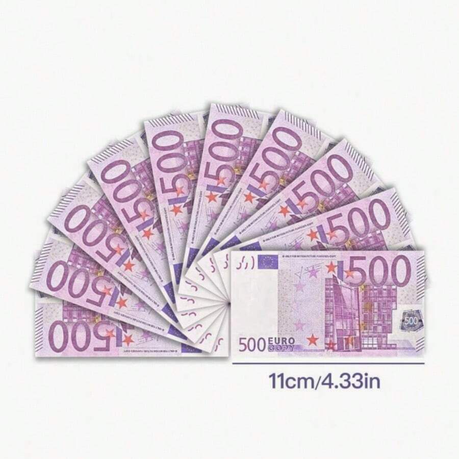 100 11*6.15cm Replicas Of 500 Euro Denomination, Old And New Versions Of Euro Denomination Counterfeit Banknote Props Props Origami Props, Euro Shaped Counterfeit Banknotes Commemorative Display Props Paper, Euro Movie Props Paper, Valentine's Day Origami Props, Movie Magic Props Euro, Party Essentials - Multicolor - View 1
