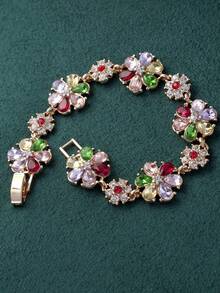 LADYCOCO 1pc Luxury Colorful Inlaid Bracelet, Women Jewelry Gift - Colorful - View 6