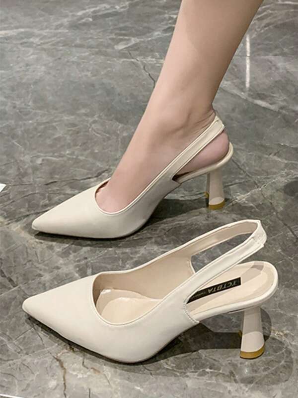 Chunky Heel Pointed Toe Sandals For Teenage Girls, Party & Work High Heeled Shoes