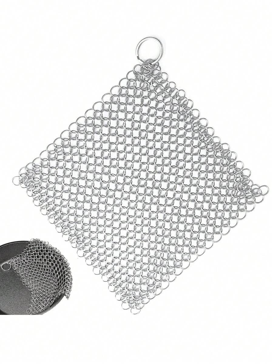 1 Stück Mesh-Bürste, Aufhängeringrost Reiniger, Edelstahl Mesh-Bürste Reiniger geeignet für alle Dutch Oven Gusseisen Töpfe