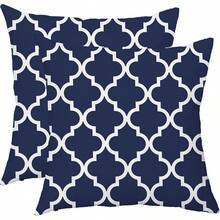 2件100%涤纶纤维枕套，抽象简约几何图案，波西米亚风格，适合装饰沙发、客厅、房间、户外露台和庭院。单面印花，不含枕芯（16英寸*16英寸、18英寸*18英寸、20英寸*20英寸）