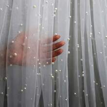 3.05 Meter Cut Solid Color Polyester Lace Fabric, 152cm Width, 100g/M², 100% Polyester, Hand Wash Only, For Wedding Dress Veil, DIY Wedding Dress Curtain Trim