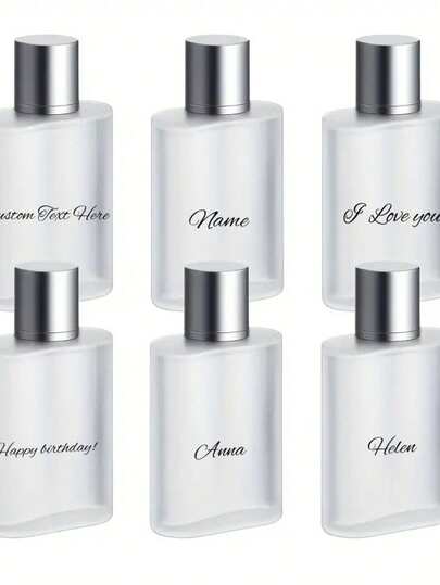 6 piezas de botellas pulverizadoras recargables de vidrio esmerilado con grabado, de 50ml, para aceites esenciales y cosmética