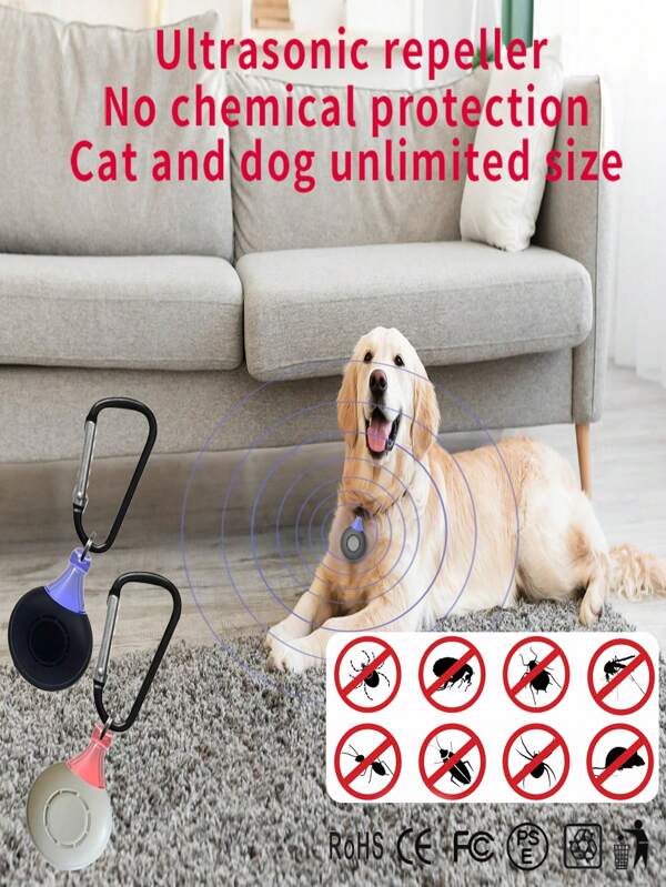 Pet Specific Ultrasonic Insect Repellent -8-Frequency Portable Home Travel, Zero Damage To Cats And Dogs, Silent And Portable Design, Bedroom Garden Cockroach, Tick, Flea Killer, Backpacker Carry On Protection, Pet Friendly