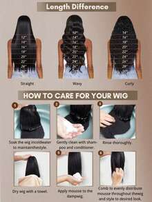 180 Density Glueless Lace Front Wig Human Blended Hair Straight 13*4 13*6 5*5 Front Lace Wig Black Color With Bob Around Baby Hair, No Glue No Skills Natural Hairline Pre Ironing, Pre Cutting, Pre Pulling, Transparent Lace Suitable For All People, Not Easily Knotted Daily Gatherings 8-34 Inchs - Natural & Black - View 12