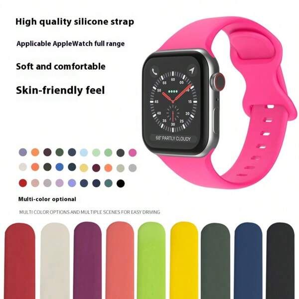 Breathable Silicone Butterfly Buckle Strap Compatible With Apple Watch All Series, Soft Couple Design, Multi-Color Room Decor Bedroom Decor Dormitory Decor Back To School School Decor School Surprise Home Decor School Supplies