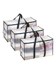 1个/2个/3个/4个装 新款高品质被褥收纳袋，户外搬家打包袋，大容量防尘防潮可折叠提手袋，适用于收纳衣物、床上用品、玩具、枕头、毯子、被褥、换季物品