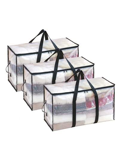 1pc/2pcs/4pcs New High Quality Comforter Storage Bag, Outdoor Moving Packing Bag, Large Capacity Dust-Proof Moisture-Proof Foldable Handles Bag For Clothes, Bedding, Toys, Pillows, Blankets, Comforters, Seasonal Storage