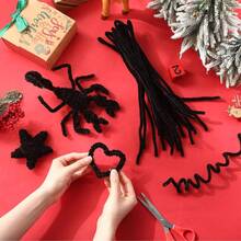 RoundFunny 100 Pcs Extra Long Pipe Cleaners Chenille Stem 6 Mm X 24 Inch Pipe Cleaners Craft Supplies Fuzzy Sticks For Hair DIY Arts Crafts Project (White) - Black - View 5