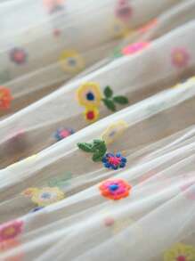 1 pieza Mantel con bordado de encaje y diseño floral colorido, estilo minimalista romántico francés para decoración del hogar y la cocina, adecuado para reuniones festivas, fiestas de cumpleaños, cenas de boda y como fondo fotográfico