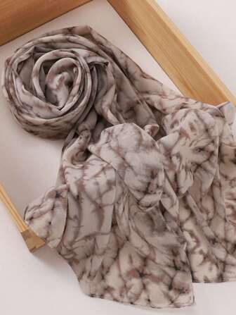 1pc Women Tie-Dye Scarf Chiffon Hijab Printed Headscarf Headband Winter Fall For Abaya Veiled Clothes