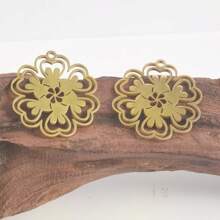2pcs Fashionable 304 Stainless Steel Gold/Silver Plant & Flower Pattern Pendant, Vacuum Electroplated Durable Craft, Suitable For Necklace, Earrings, DIY Jewelry Making