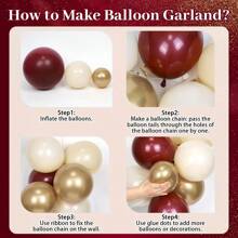 108pcs Burgundy Balloon Arch Kit, Includes Burgundy, Chestnut, White And Gold Metallic Balloons, Suitable For Graduation, Bridal, Baby Shower, Gender Reveal, Baby Sprinkle, Birthday Decorations