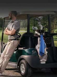 [Perfect Golf Club Cleaning Towel] 1pc Premium Waffle Pattern Golf Towel With Hook - Perfect For Cleaning Golf Clubs And Keeping Them In Top Condition