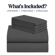 Slay Your Sleep: Cloud-Soft Cooling Bamboo Blend Sheets – 6-Piece Set W/ Deep Pockets – Breathable, All-Season Bedding, No Wrinkles, No Stress, Cozy Vibes Only – Twin, Full, Queen, King, Cal King - 深灰色 - 查看 3