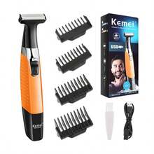 Kemei 1个KM-1910男士敏感部位防水电动剃须刀，可充电无痛剃须刀，专业身体及面部脱毛修剪器