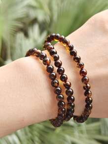 Natural Baltic Amber Beaded Layer Bracelet Or Necklace Million Years Gemstone Resin Fossilized Stone Indie Fashion Accessorize For Couple Nature Stone Gift