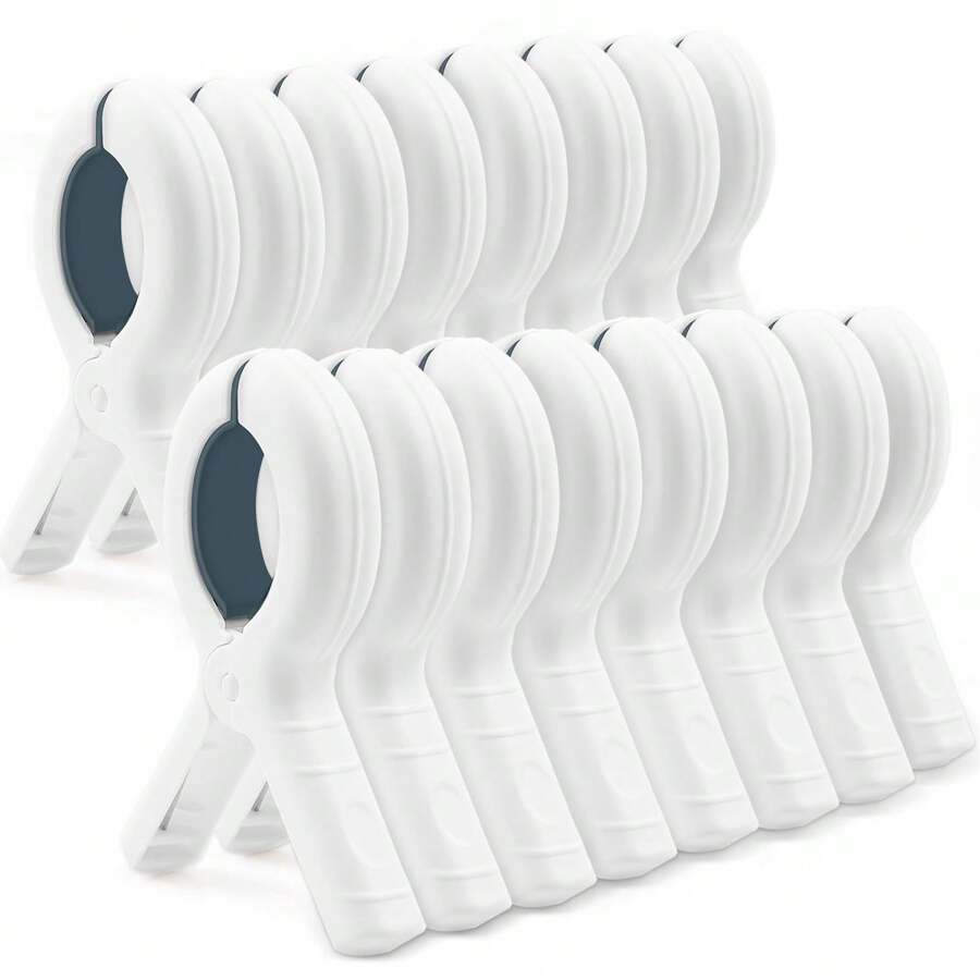 6 件装多用途沙滩巾夹、泳池椅夹、重型塑料衣夹、被子晾干夹、防风衣夹，可将毛巾、衣服、毯子放在晾衣绳和衣架上在家晾干