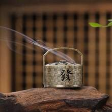 1 pièce Mini théière brûle-encens, petit brûleur d'aromathérapie, brûleur d'encens de bois de santal vintage - cyan antique - Voir 22