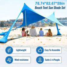Beach Tent Canopy Sun Shade, UPF50+ Portable Beach Shade Tent, Beach Shade Canopy With Sandbag