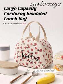 Benutzerdefinierte Cord-Lunch-Tasche, große Kapazität isolierte Lunch-Tasche mit individualisiertem Text und Namen, weiches wiederverwendbares Material, tragbare Lunch-Tasche mit Doppelgriffen und Reißverschluss oben, multifunktionale isolierte Lunch-Box-Tasche, Lunch-Box-Tasche für Männer und Frauen, Schul-Lunch-Box, Picknicktasche für Bento-Box, ideal für Schule, Arbeit, Camping, Büro, Herbst - Verschiedenfarbig - Übersicht 14