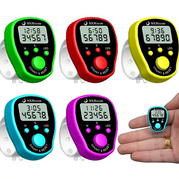 Finger Counter Clock LCD Electronic Digital Tally Counters With For Time & Backl Finger Counter