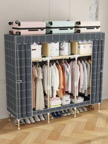 1pc Wardrobe With Door, Storage Shelves, Space-Saving, Sturdy, Fashionable, Easy To Assemble And Disassemble, Portable, Suitable For Living Room, Bedroom, Entryway, Office, Home, Multi-Layer Storage, Holiday Gift, Christmas Gift, Children Gift