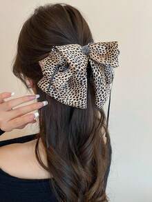 1 件/2 件女士豹纹蝴蝶结发夹，优雅百搭，涤纶材质，四季时尚发饰美容爪夹优雅发夹 - 彩色 - 查看 7