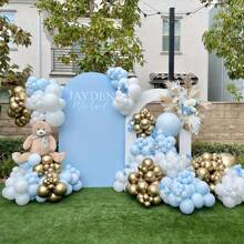 105 Stücke Luftballon Dekoration Set in Blau, Weiß & Gold, enthält Chrom Gold Ballons, Makaron Blau & Weiße Latex Ballons, geeignet für Babypartys, Geschlechteroffenbarungen, Hochzeiten, Bridal-Shower, Babypartys, Kindergeburtstage