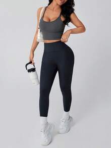 1pc Women's New Tennis Wear Breathable Skinny Pants, Outdoor Yoga Leggings, High Stretch Compression Tights For Golf, Running, Cycling