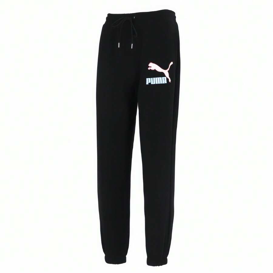 Puma 純棉針織運動跑步健身訓練束腳長褲 - 黑色 - 查看 1