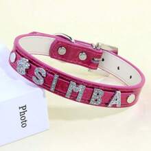 1pc Customizable Letter PU Base Collar With Various Rhinestone Letter Sequin Styles, Women Choker Collar