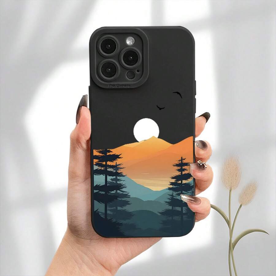 Funda para teléfono con estampado de amanecer y ojos, acabado mate, protección de 360 grados. Compatible con los modelos 11, 12, 13, 14, 15, 16 Pro, XR, X/XS, 8 Plus y SE. Ideal para cumpleaños y para todos los niños y niñas. - Negro - Ver 1
