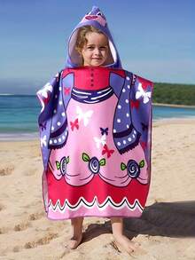 1pc Baby Hooded Bathrobe, Made Of Polyester Fiber, Soft & Dense, Highly Absorbent, Cartoon Animal Pattern, Suitable For Role Play, Party Makeup, Beach & Seaside - Multicolor - View 17
