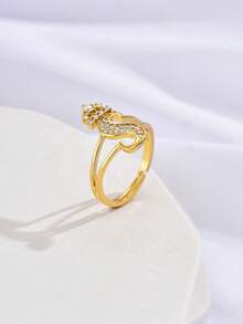 1 件时尚个性化锆石 26 字母戒指，女士可调节情侣戒指，奢华礼物，海外全新设计