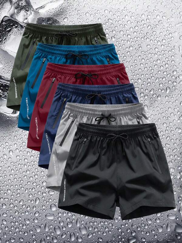 Men's Outdoor Fashion Printed Zipper Pocket Drawstring Waist Casual Shorts, Running, Fitness, Basketball Shorts