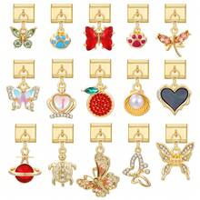 1件吊坠式DIY模块化互扣手链，饰有蝴蝶、爱心、花朵、星座元素，适合作为派对礼物送给朋友/情侣，适用于圣诞节、新年、万圣节、情人节等场合，设计精美，不锈钢材质，本地制造，实用时尚，圣诞节和万圣节必备单品，沉稳的秋日色调，圣诞风格