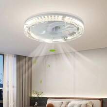 1 peça, 50 W, luz de ventilador de teto inteligente para sala de estar, controle remoto, luz de ventilador LED tricolor regulável, soquete E27, luz de ventilador de teto moderno para quarto, 30 cm-11,81 polegadas, tampa de PC de diamante de plástico ABS, luz de ventilador LED de superfície montada, adequada para sala de jantar, mesa de cozinha, fácil de instalar, AC85-265V