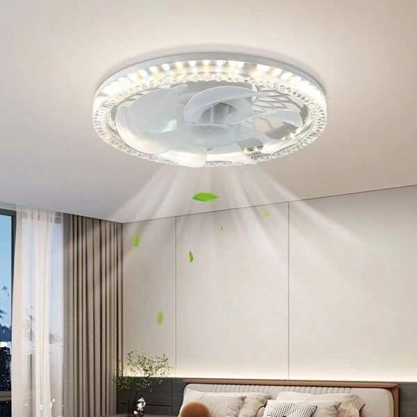 1 peça, 50 W, luz de ventilador de teto inteligente para sala de estar, controle remoto, luz de ventilador LED tricolor regulável, soquete E27, luz de ventilador de teto moderno para quarto, 30 cm-11,81 polegadas, tampa de PC de diamante de plástico ABS, luz de ventilador LED de superfície montada, adequada para sala de jantar, mesa de cozinha, fácil de instalar, AC85-265V