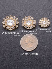 Set de 4 botones metálicos florales ocos con incrustaciones de diamantes, decoración elegante para vestido de novia, abrigo, suéter, blazer, manualidades DIY, joyero, bolso