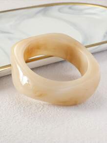 1pc Tie-Dyed Resin Square Geometric Coffee Color Asymmetrical Wide Colorful Vintage Bangle Bracelet, Women Jewelry For Daily And Evening Wear